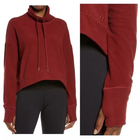 Sweaty Betty Tops - Sweaty Betty Harmonise Luxe Fleece Sweatshirt in Falu Red size Medium